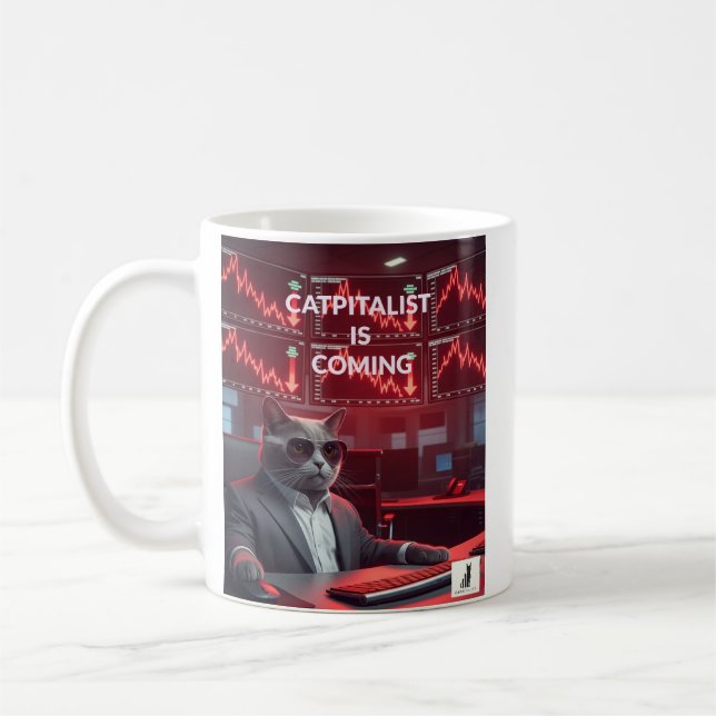 Catpitalist: Market Crash Comedy - Funny Mug (Left)
