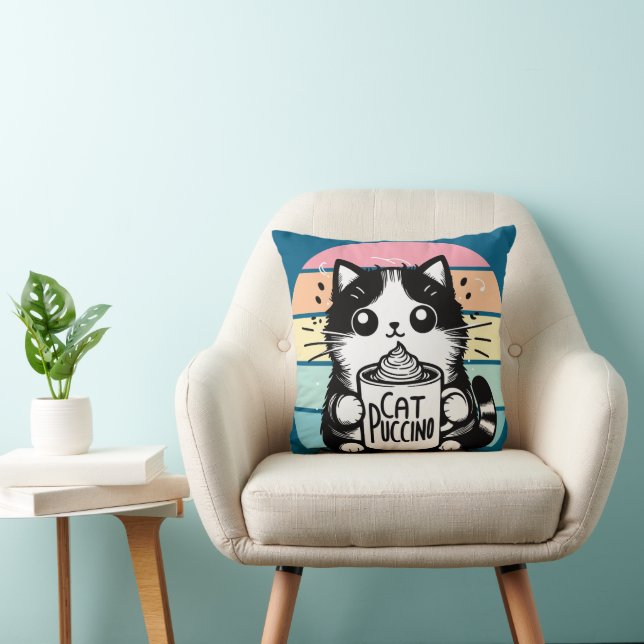 Catpuccino 3 throw pillow (Chair)