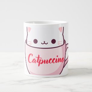 "Catpuccino Cute Cat Shaped Coffee Mug" Large Coffee Mug