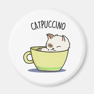 Catpuccino Cute Kitty Cat In Cup Pun Magnet
