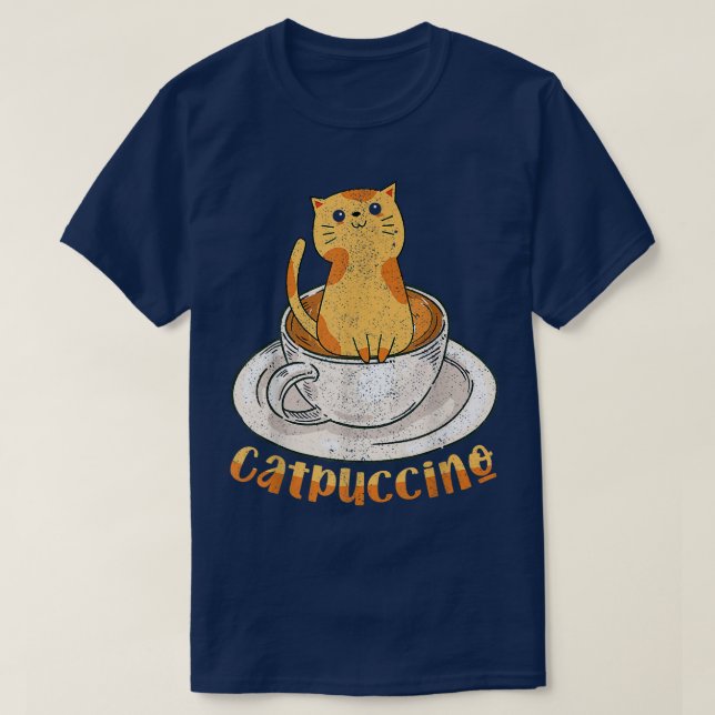 Catpuccino Funny Cat  T-Shirt (Design Front)
