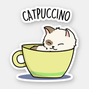 Catpuccino Funny Kitty Cat In Cup Pun 