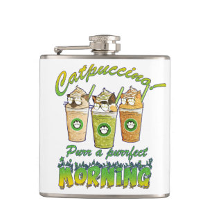 Catpuccino – Purr a Purrfect Morning   Cute Cat Hip Flask