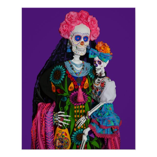 Catrina and Calavera Child Sugar Skull Canvas Poster (Front)