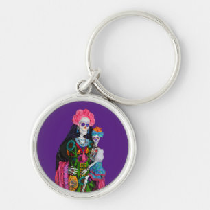 Catrina and Child Day of the Dead Sugar Skull Keychain