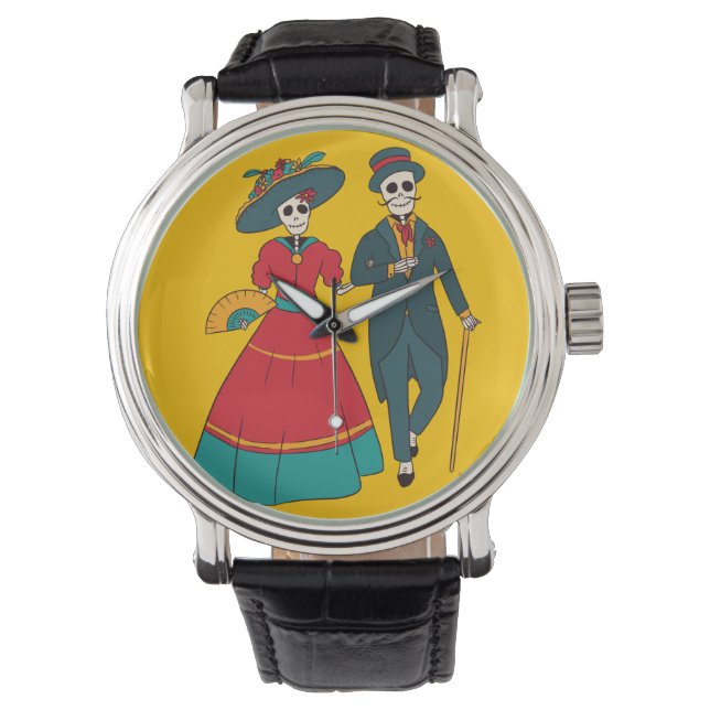 Catrina Couple Mexican Day Of The Dead Watch (Front)