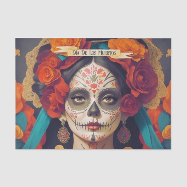 Catrina Day Of The Dead 1 Decoupage With Text Tissue Paper (Front)