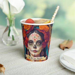 Catrina Day Of The Dead 1 With Text Paper Cups