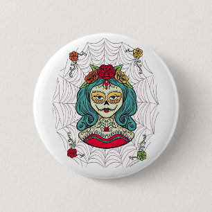 Catrina Día de Muertos Web 2 Inch Round Button