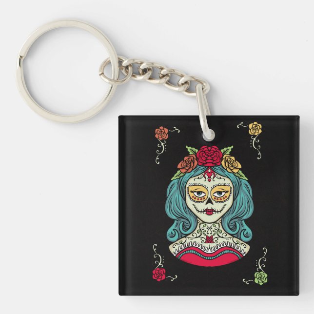Catrina Día de Muertos Web Keychain (Front)