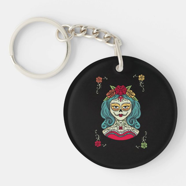 Catrina Día de Muertos Web Keychain (Front)