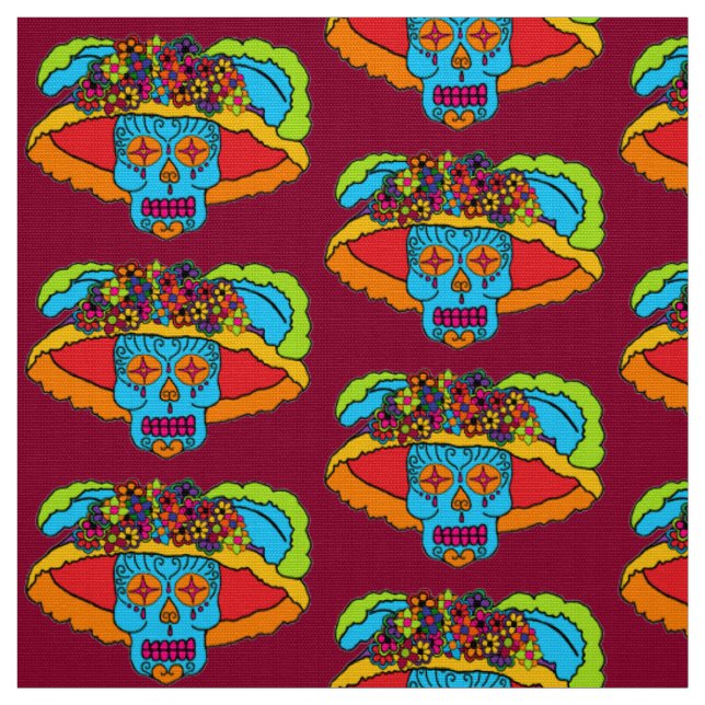 Catrina Sugar Skull Fabric (Swatch)