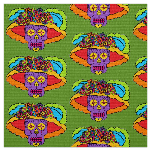 Catrina Sugar Skull Fabric (Swatch)