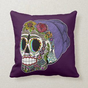 Catrina Sugar Skull Throw Pillow