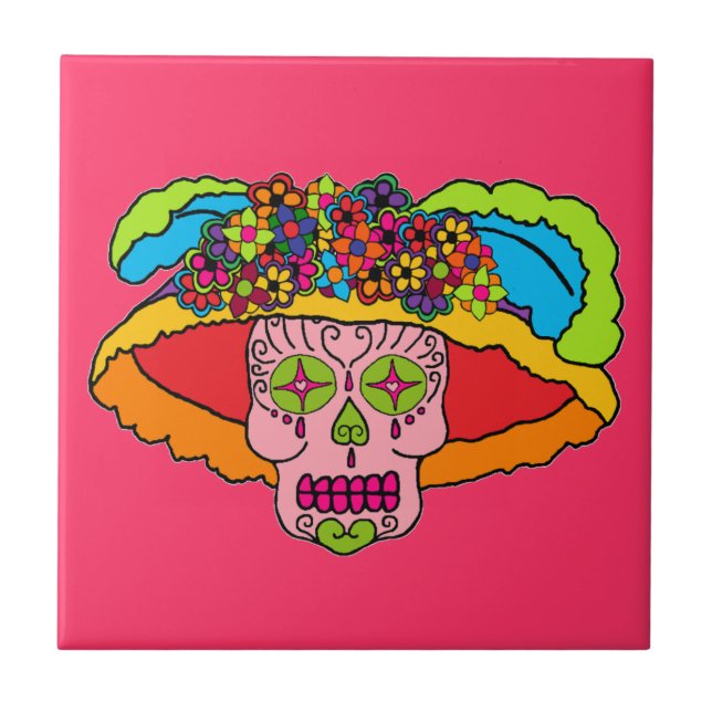 Catrina Sugar Skull Tile (Front)