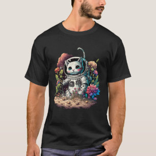 Catronaut Cat Astronaut With Flowers Cat Graphic T-Shirt