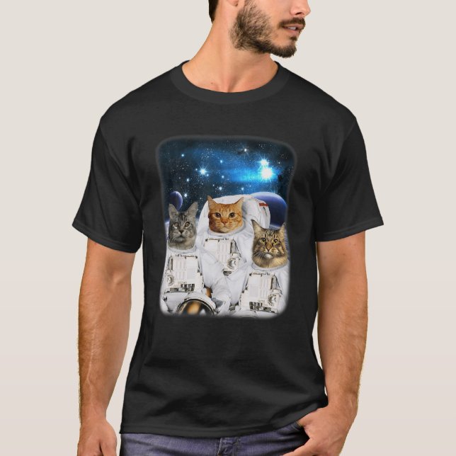Catronauts Space Cat Astronaut With Cat Head In Ga T-Shirt (Front)