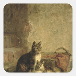 Cats, 1883 square sticker