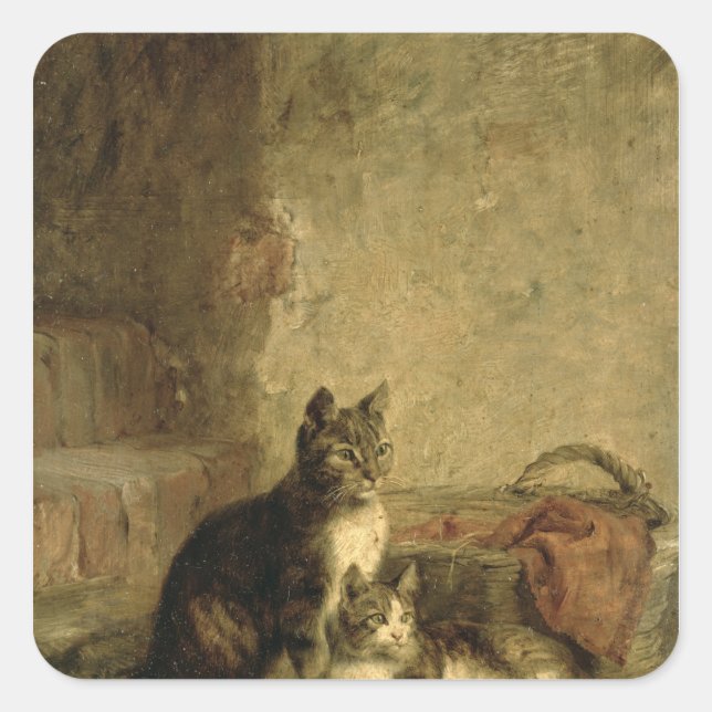 Cats, 1883 square sticker (Front)