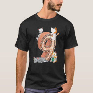 Cats 9th Birthday Party Nine 9 Years Old Kitten Pe T-Shirt