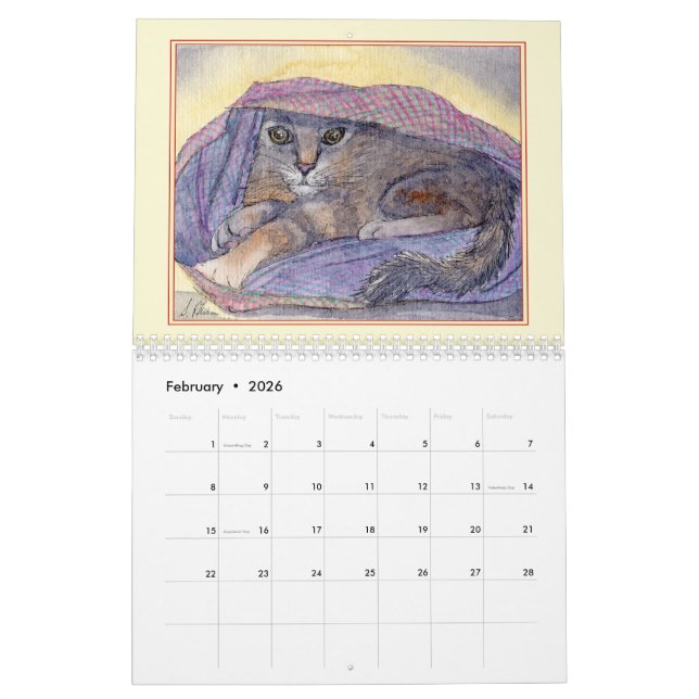 CATS! A cat a month calendar (Feb 2026)
