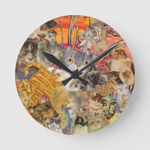 Cats a Plenty Round Clock