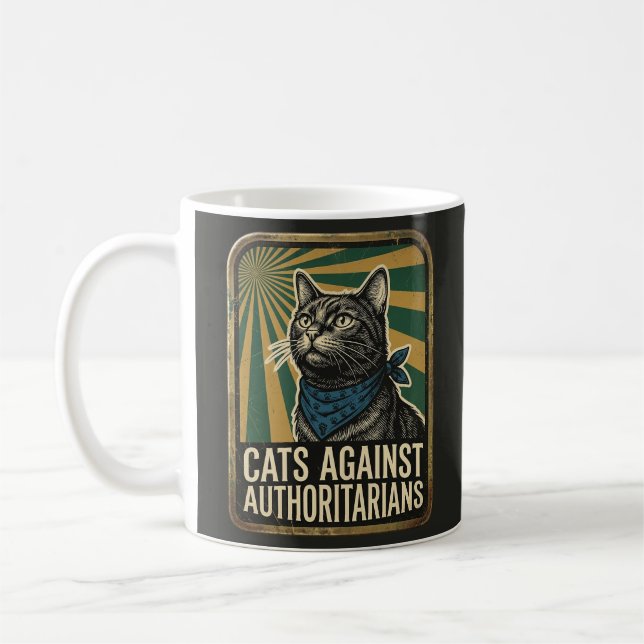 Cats Against Authority Protest Coffee Mug (Left)