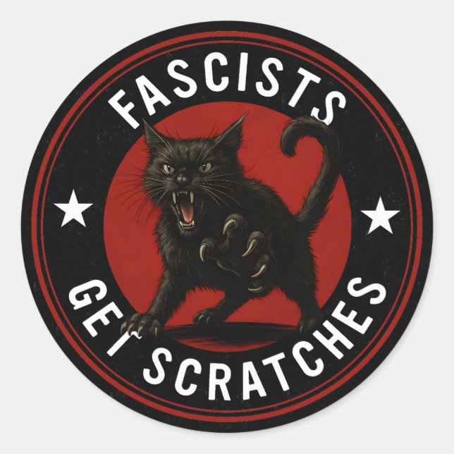Cats Against Fascists Classic Round Sticker (Front)