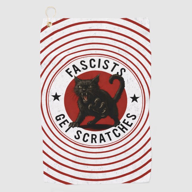 Cats Against Fascists Golf Towel (Front)