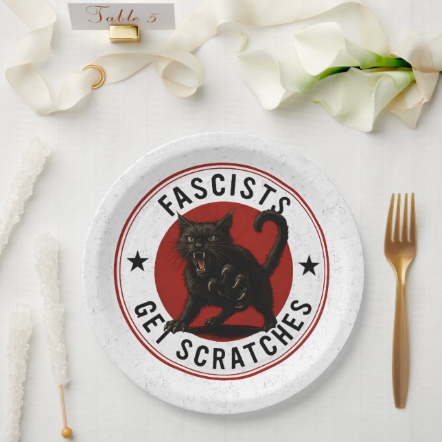 Cats Against Fascists Paper Plate (Wedding)