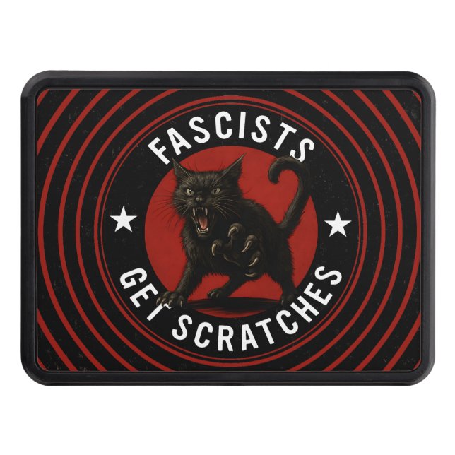 Cats Against Fascists Trailer Hitch Cover (Front)