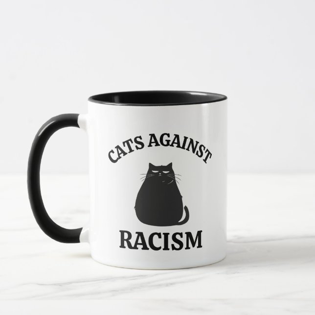 Cats Against Racism: Funny Political Humour Cat Mo Mug (Left)