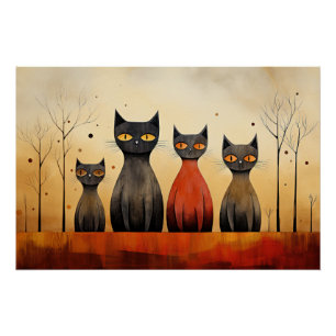 Cats alert, at-attention, AI generated, Poster