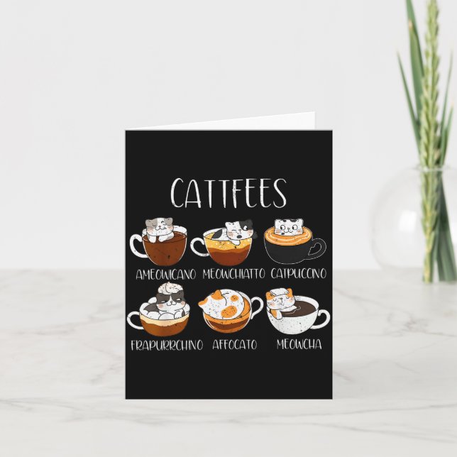 Cats &amp; Coffee Lover Funny Caffeine Quote Cattf Card (Front)