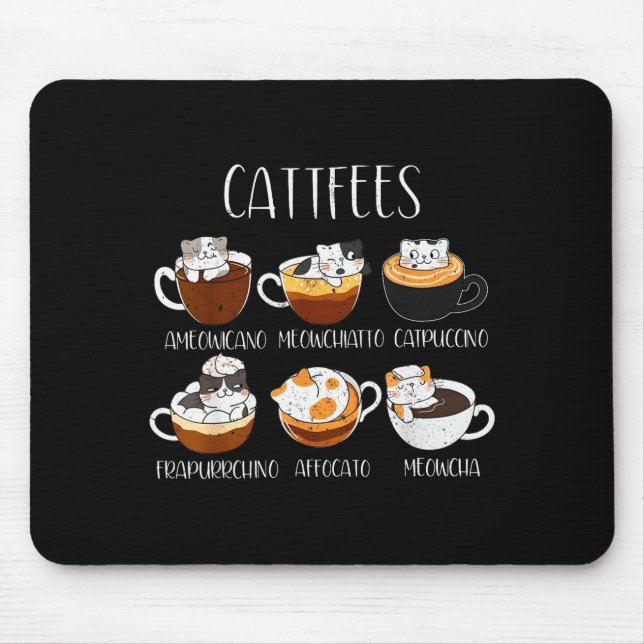 Cats &amp; Coffee Lover Funny Caffeine Quote Cattf Mouse Pad (Front)