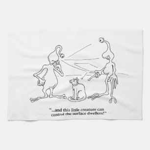 Cats and Aliens Kitchen Towel