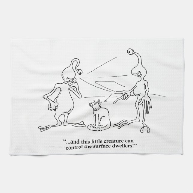 Cats and Aliens Kitchen Towel (Horizontal)