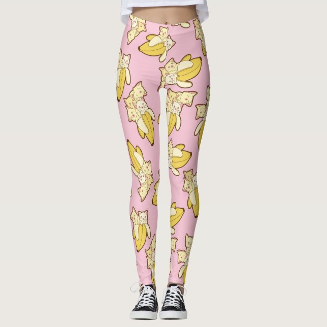 Cats And Bananas Pattern Leggings (Front)