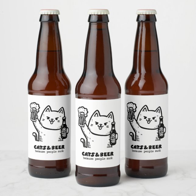 Cats and beer 1 bottle label (Bottles)