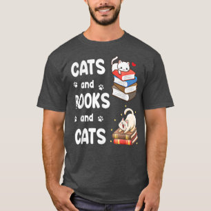 Cats And Books And Cats Happy Daddy Mommy Book Rea T-Shirt