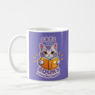 Cats and Books Make Me Happy Coffee Mug