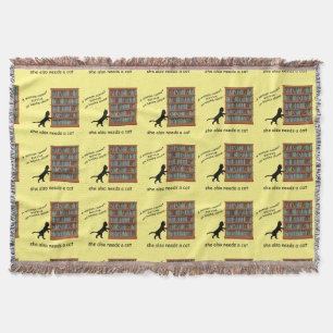 Cats and Books Throw Blanket