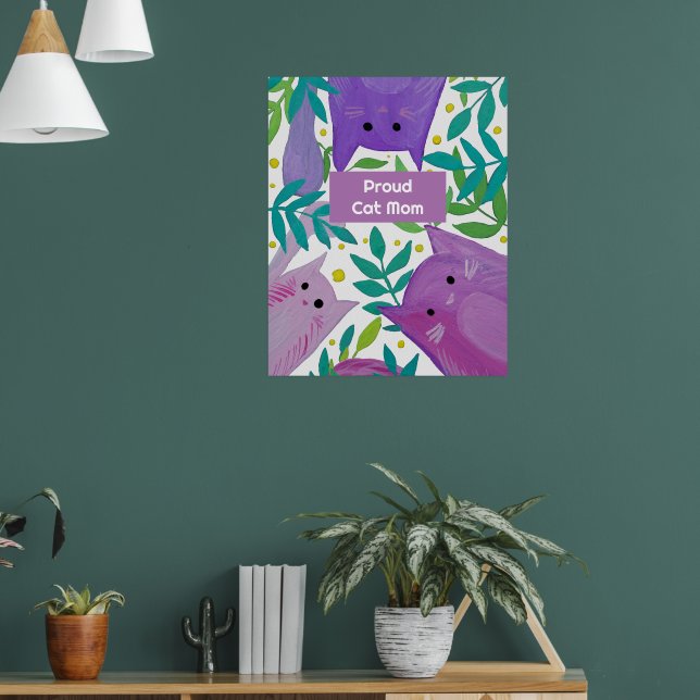Cats and branches Proud cat mom Poster (Living Room 1)