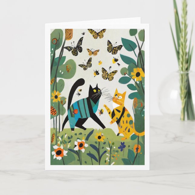 Cats and Butterflies Card (Front)