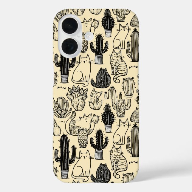 Cats and cactus funny iPhone / iPad case (Back)