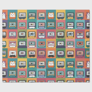Cats and Cassettes Wrapping Paper