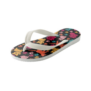 CATS AND CAT PAWNS. KID'S FLIP FLOPS