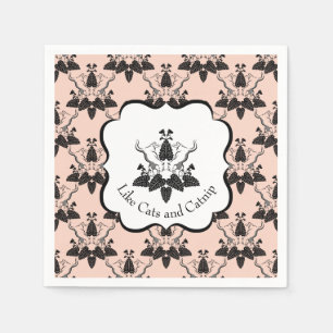 Cats and Catnip Damask Look Pattern Napkin