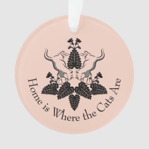 Cats and Catnip Silhouette Graphic Ornament