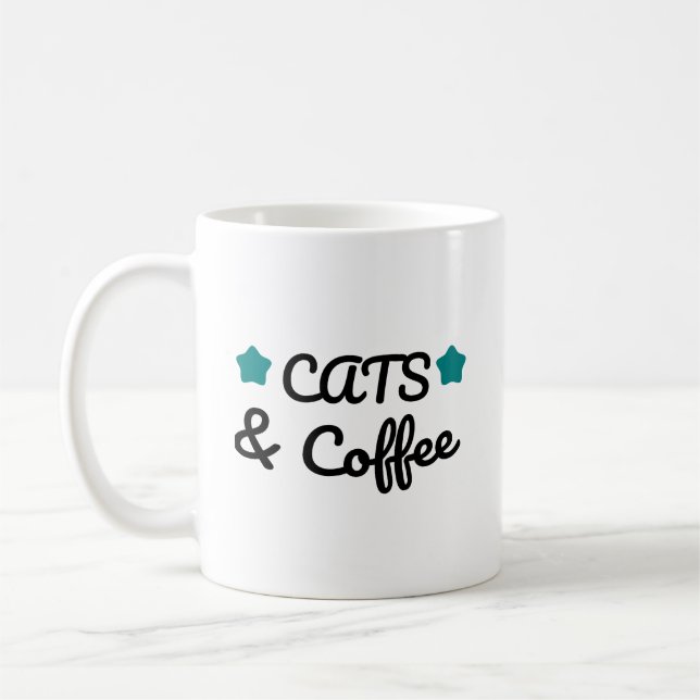 Cats and Coffee – Cute Cat Lover Coffee Mug (Left)